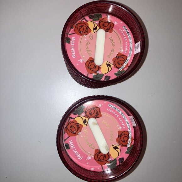 Rose Noir & Tonka Red Detailed Glass Candle Set Of 2 16oz Each Candle - Picture 4 of 5